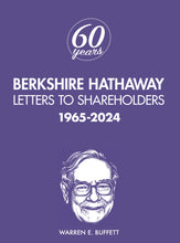 Load image into Gallery viewer, Berkshire Hathaway book cover with a purple background and a portrait of Warren E. Buffett.
